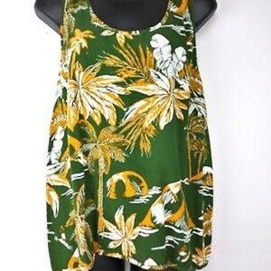 H&M Green and Yellow Hawaiian Floral Tank Size 2